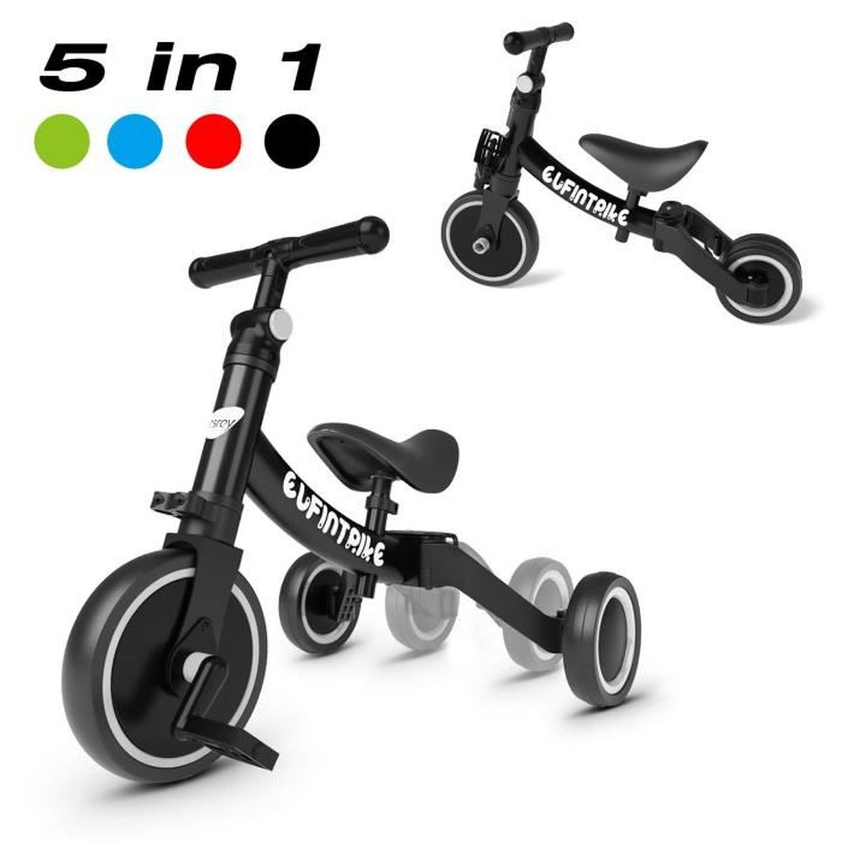 5 En 1 Tricycle Velo Enfant Tricycle Bebe Tricycle Evolutif Pour Enfant Velo Draisienne Velo Sans Pedale Pour Bebe 1 4 Ans Noir Cdiscount Jeux Jouets