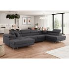 MEUBLESLINE Canapé d'angle convertible ANNIO U en velours côtelé Gris Foncé