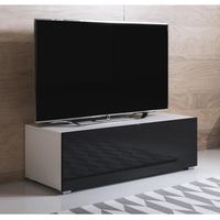 Meuble TV - Luke - 1 porte - Blanc - Finition brillante - 100 x 32 x 40cm