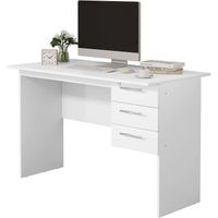 WOLTU Table de Bureau, Bureau d'ordinateur, Table de Travail PC avec 3 tiroirs et verrou, 120x59x75cm, Blanc W0ETT0001