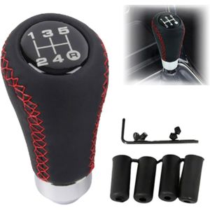 Pommeau De Levier De Vitesses Manuel 6 Vitesses - Cuir PU Et Aluminium - Adaptateurs 8mm, 10mm, 12mm Inclus - Pour Personnaliser L'intérieur Auto