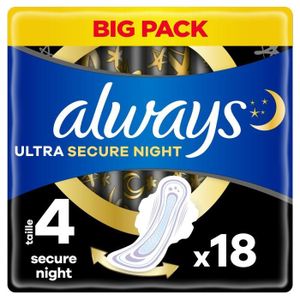 SERVIETTE HYGIÉNIQUE LOT DE 5 - ALWAYS - Ultra Secure Night Taille 4 - 