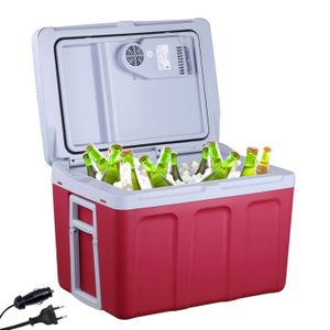 GLACIÈRE ÉLECTRIQUE AREBOS Glacière 40 litres | pour Refroidir & Maintenir au Chaud | Réfrigérateur Mobile | Glacière électrique | Rouge