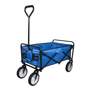 BROUETTE Chariot de jardin pliable - Bleu - Capacité 120kg - Gants de jardinage GRATUITS