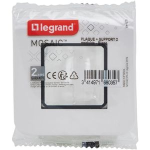 PLAQUE DE FINITION LEGRAND - Mosaic support à vis plaque 2 modules blanc
