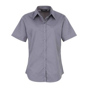 Blouse Femme - Premier - Coupe Ajustée - Manches Courtes - Gris Acier - Boutons Nacrés