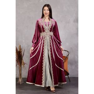 DJELLABA – CAFTAN – TAKCHITA Caftan velours marocian Rose poudre rimka Takchita abaya karakou robe oriental