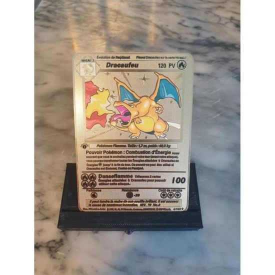 Carte Pokémon rare Dracaufeu en Métal doré charizard première édition Métal doré français