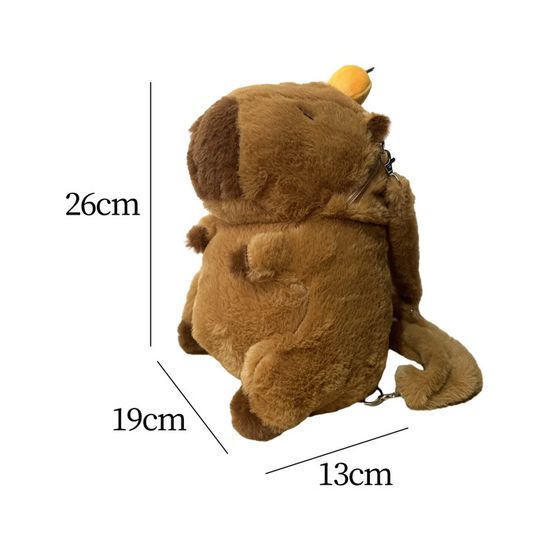 Peluche Capybara électrique Avec Sac à Dos Tortue - Taille ~15x8x13 Cm - Marche Et Sons Réalistes - Pour Enfants à Partir De 3 Ans