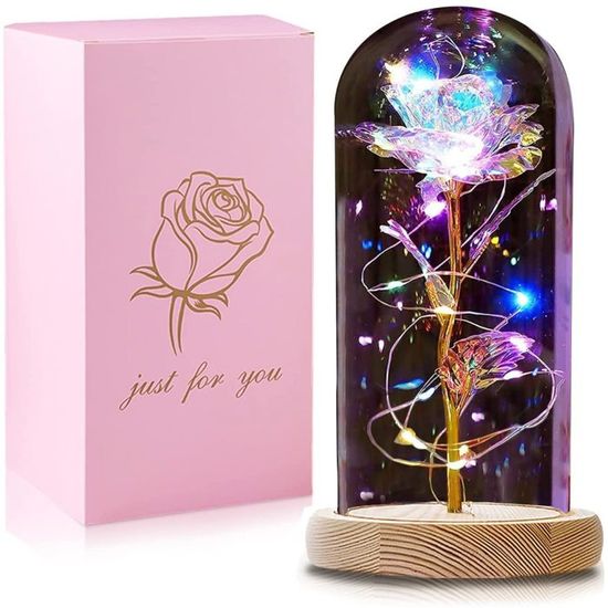 Rose En Cristal K9 Avec Tige Or - Fleur Éternelle Pour Cadeau Romantique, Anniversaire Ou Saint-Valentin