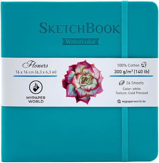 Carnet Aquarelle 100% Coton 300g/m² - 20 Feuilles 23.5x16cm, Papier Pressé à Froid Sans Acide Pour Artistes