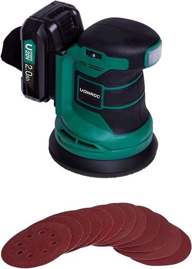 Ponceuse Excentrique Orbitale Sans Fil 190W – 3 Vitesses 7000-11000 Tr/min, Batterie Incluse, Pour Bois & Polissage