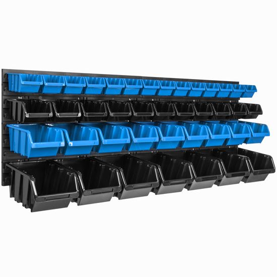 Botle Lot De 55 Bacs Empilables Muraux Pour Atelier, 115 X 39 Cm, Boîtes De Rangement Orange 100x155x70 Mm, Système Modulable