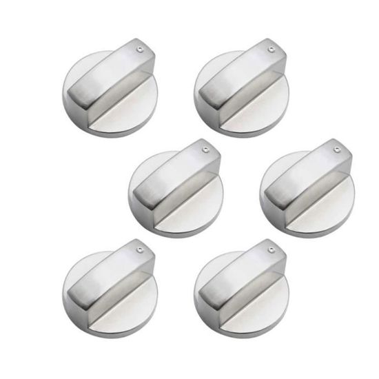 Boutons De Commande Gaz Universels 6 Mm - Lot De 6 Pièces En Alliage Zinc Argent, Pour Cuisinière Et Four à Gaz
