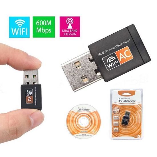 Couleur AC600 Mini 600 Mbps USB WiFi Adapteure 5.8GHz + 2.4GHz USB2.0 Récepteur Sans Fil Carte Réseau Lan Wi