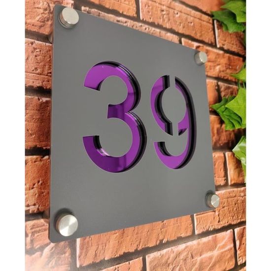 Plaque De Porte Personnalisable - Numéro Et Nom De Maison - Style Moderne Imprimé UV - À Fixer Au Mur
