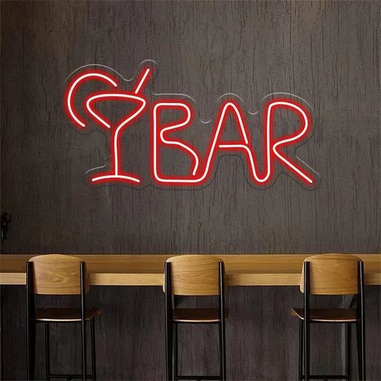 Panneau LED Néon Personnalisé Pour Bar - Messages Bière, Pub - Taille 30 à 45 Cm, Choix De Polices Et De Lignes