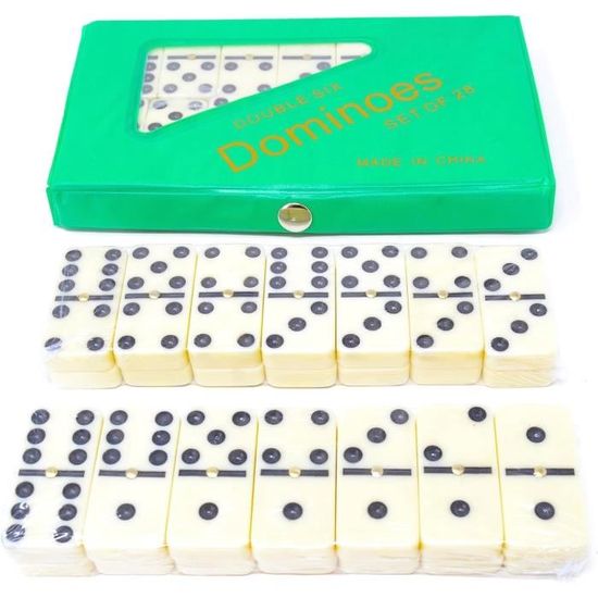 Jeu De Domino Poker 28 Pièces - Double 6 Points - Dimensions 19x12x3 Cm - Pour Adultes - En Métal
