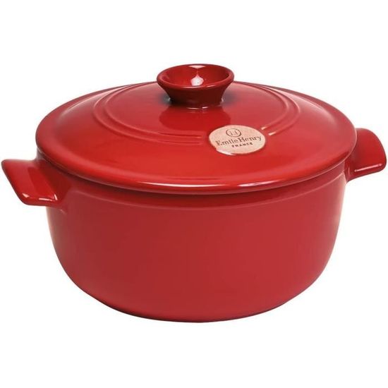 Emile Henry Eh344540 Cocotte Ronde Ceramique Rouge Grand Cru 26 X 26 X 16,5 cm Cdiscount Maison