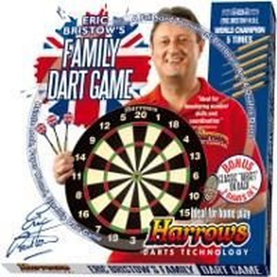 Jeu De Fléchettes Harrows Familial – Cible Réversible, 6 Fléchettes, Plus De 10 Jeux, Taille Complète