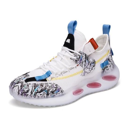 Ahico Chaussures De Course Femme Baskets Respirable Chaussure De Sport Léger Chaussures De Marche Fitness Jogging Confort Loisirs Sneakers, Blanc Pur, 37EU