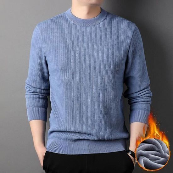 Pull Homme Faherty – Bleu Moyen – Épaule Matelassée – Polaire – Taille M