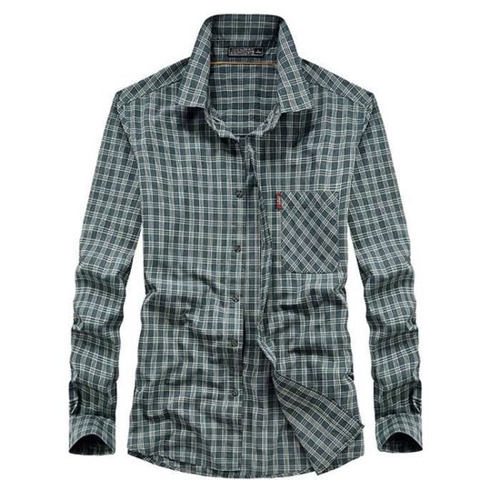 Vsadsau Chemise à carreaux à manches longues pour homme
