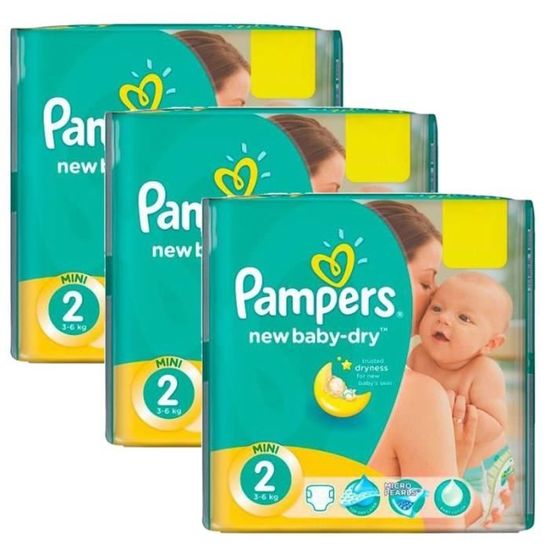 129 Couches Pampers New Baby Dry taille 2 Cdiscount Puériculture