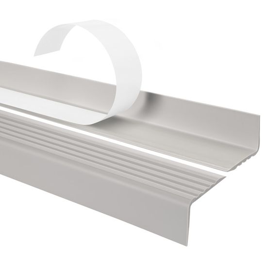 80cm profilé d'escalier nez de marche adhésif antidérapant PVC gris clair ND, 40 x 25 mm