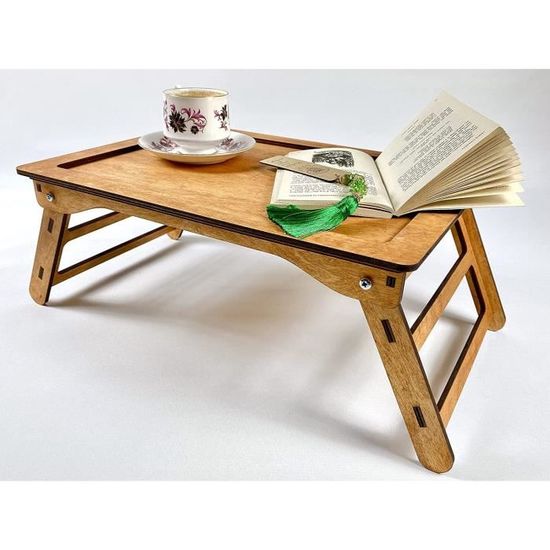 Plateau De Lit En Bambou Avec Pieds Pliants Et Poignées – Table Petit-Déjeuner, Canapé, Lecture, Multifonction