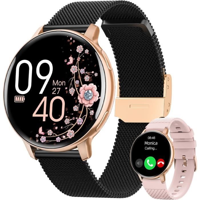 LIGE Montre Connectée Femme Avec Appels Bluetooth,100 Modes Sportifs IP68 Étanche Montre Connectée Avec Fonction Féminine Fréquence Cardiaque Sommeil Podomètre,Smartwatch Pour IOS Android