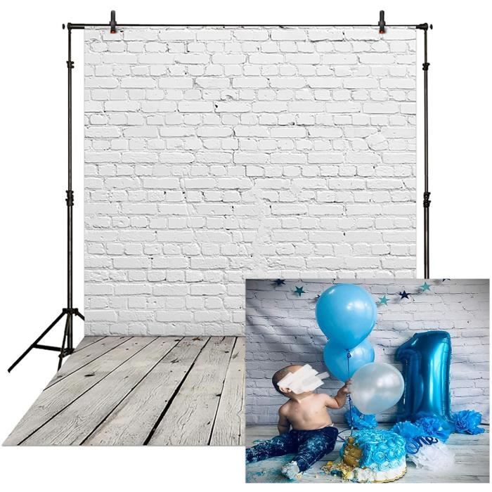 Fond Photo Oldcity 150x210 Cm, Motif Mur Rose Et Blanc, Tissu, Beige