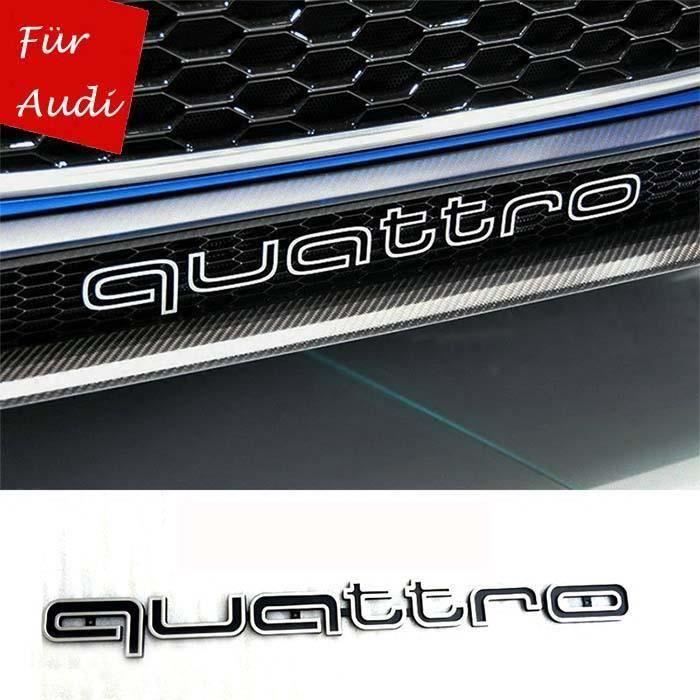 Logo QUATTRO Grill avant Badge Embleme Voiture Décoration pour Audi RS4 A4 A6 A8 S3 S6 Q5 Q7 SQ5 TT R8