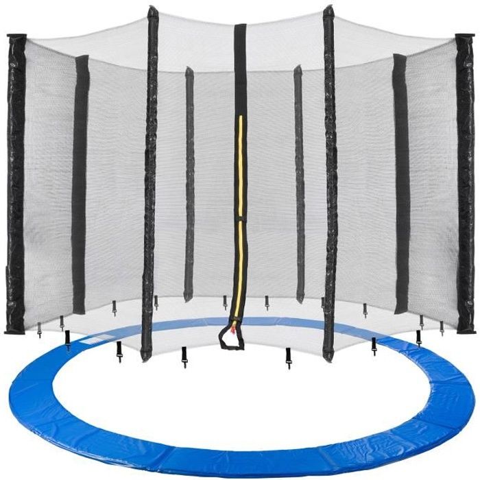 Arebos 460 cm Coussin de protection pour trampoline + filet pour 8 tiges