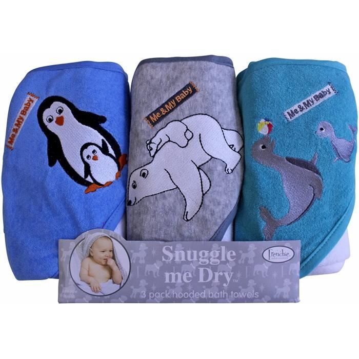 Pingouin/Ours Polaire/Seal Ensemble de serviette de bain serviette de bain à capuche, Lot de 3, Frenchie Mini Couture
