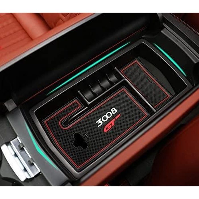Intérieur Noir Console central voiture Accoudoir Boîte de rangement Support Plateau Accessoires pour 3008 GT 2017 2018 2019