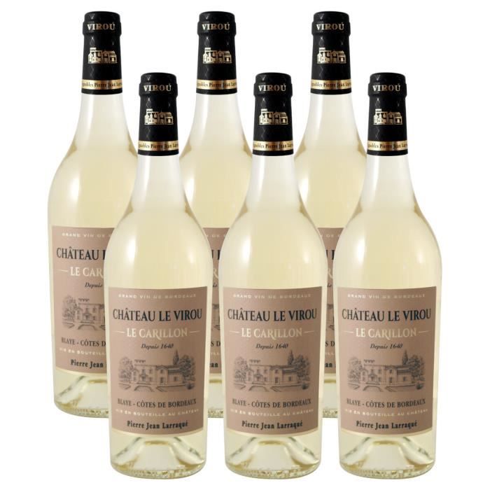 Château Le Virou Le Carillon 2019 - Blaye Côtes de Bordeaux - Vin Blanc - Carton de 6 bouteilles 75cl