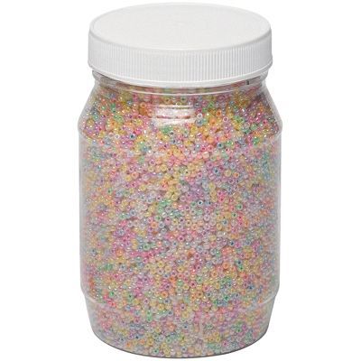 Perles rocailles irisees - bocal de 500g