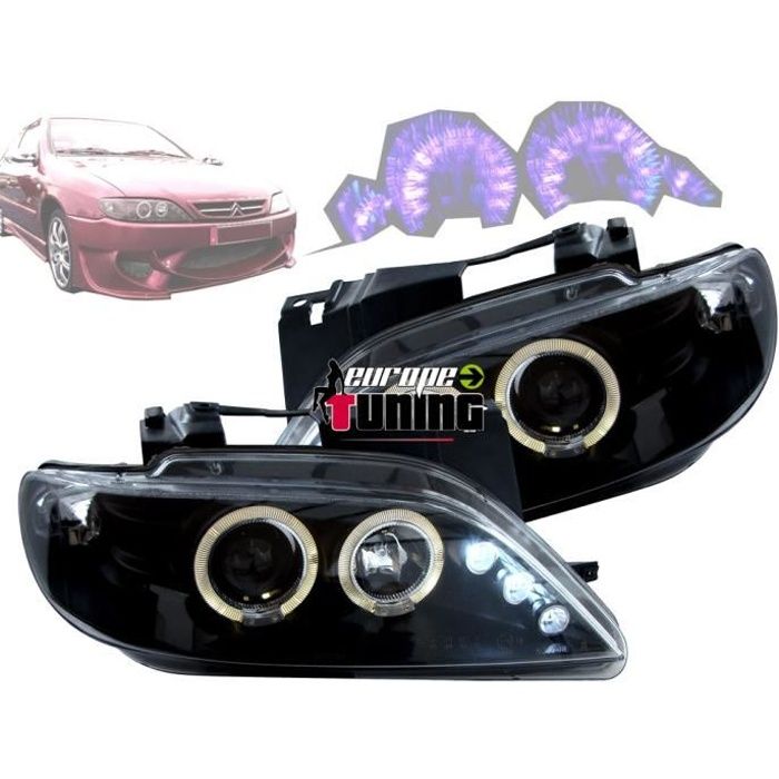 phares design, noir, reglage electrique , anneaux... 97-99 noir pour: Citroen Xsara Lim/Break 97-00