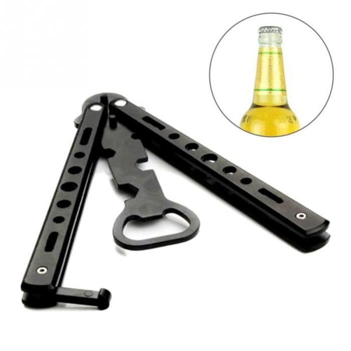 Ouvre-bouteille en acier inoxydable - Couteau papillon, outil d'entraînement de Style, fournitures de - Modèle: Black - WMKPQA00692