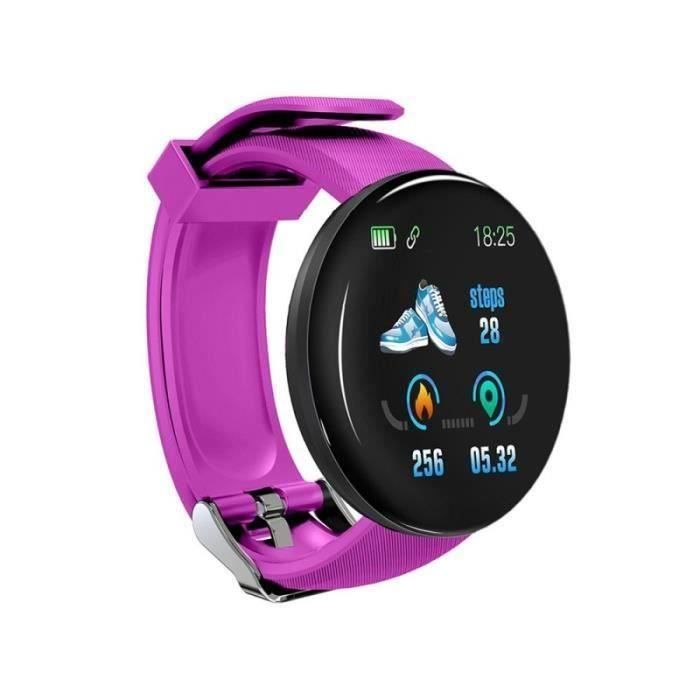 Montre Connectée D18 Smartwatch Bracelet Bluetooth Étanche Surveillance de Fréquence Cardiaque Sommeil Moniteur -Violet MMK70