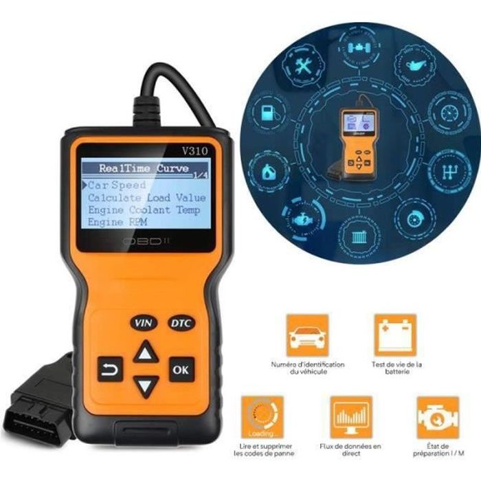 XT15247-Outil de Diagnostic Voiture OBD2 Universel Lecteur de Code Valise Diagnostique Auto Scanner Diagnostic OBDII Support Fra