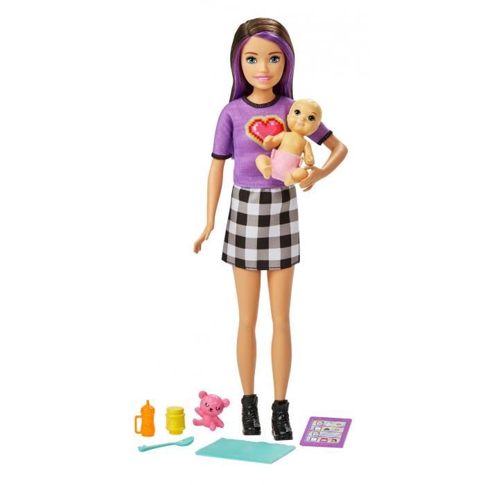 Barbie poupée adolescente Skipper filles 27 cm violet/noir 8-parties