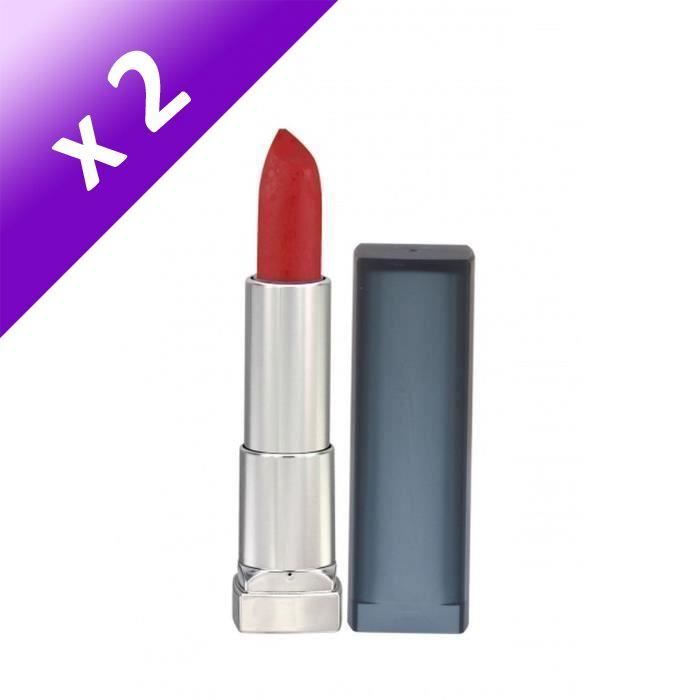 Lot De 2 - GEMEY MAYBELLINE Rouge à lèvres Color Sensational Creamy Mattes Siren in Scarlet - Rouge