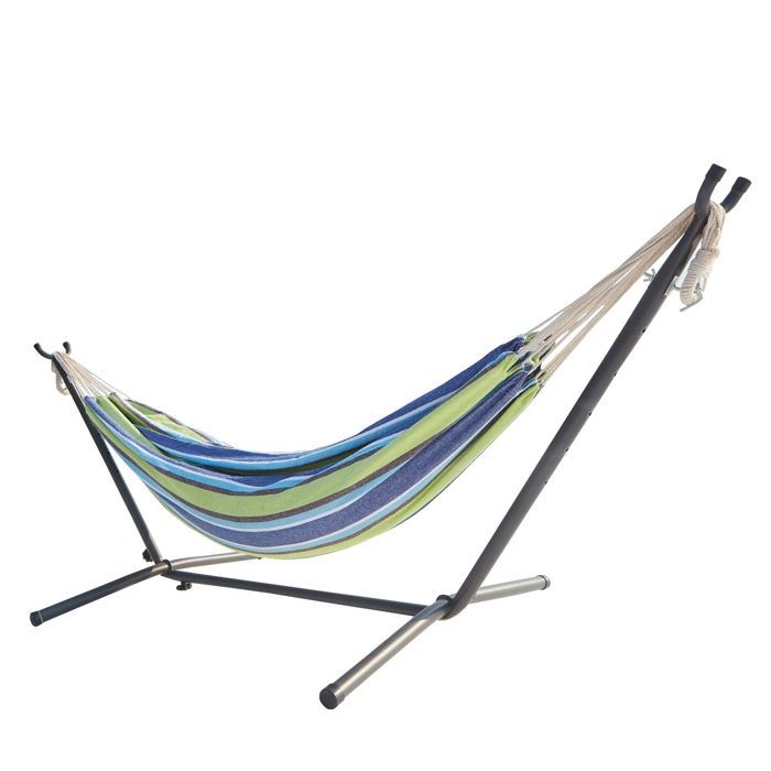 Copacabana bleu-vert - Hamac sur pied 2,6 m avec toile en tissu