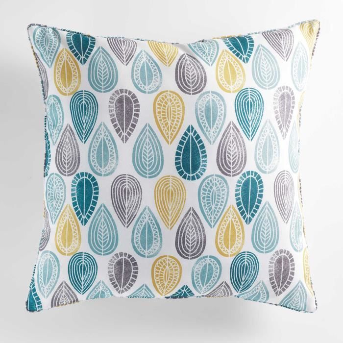 CDaffaires Coussin passepoil 60 x 60 cm polyester imprime palpito Blanc