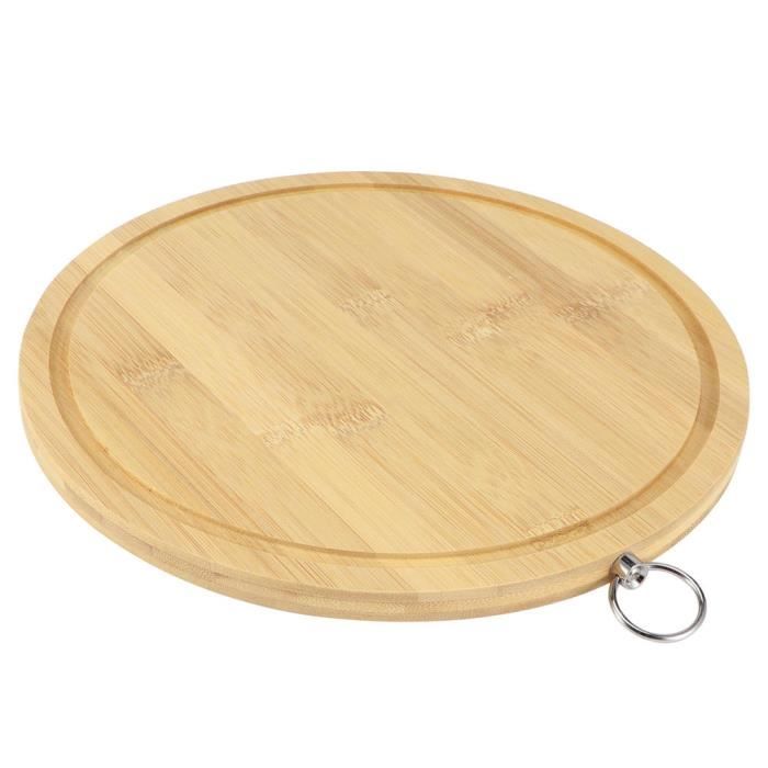 HURRISE Planche à découper de cuisine Planche à Découper Ronde en Bambou Planche à Découper de Légumes de Pâte pour Cuisine