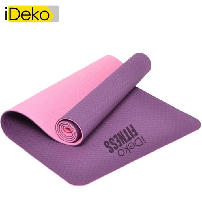 iDeko® Tapis de Yoga antiderapant TPE 183cm*61cm epais 6mm avec sac portable Yoga d'exercice Tapis de Sol Le Gym des Stretching