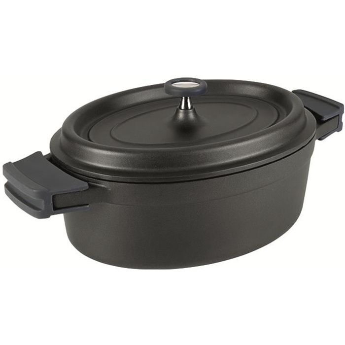 Cocotte ovale fonte d'aluminium - 31 x 23 cm 6.3 L - noir