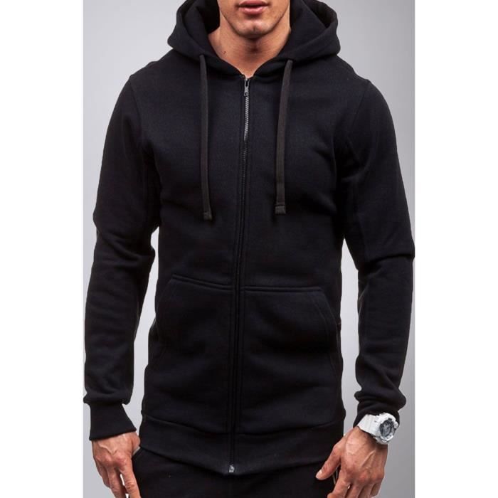 Sweet zippé à capuche Homme Noir